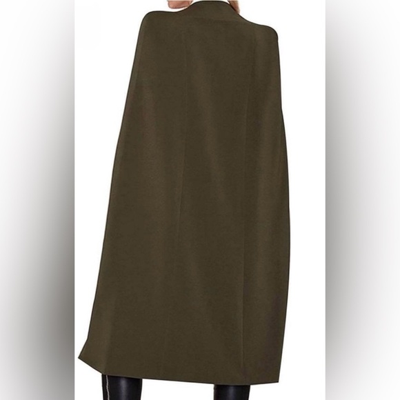 *HAODUOYI Long Olive Green Cape Blazer Jacket Cloak Size 12 New - Picture 6 of 10